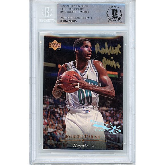 Robert Parish Signed '95-96 Upper Deck Basketball Card Beckett Hornets Autograph - Picture 1 of 4